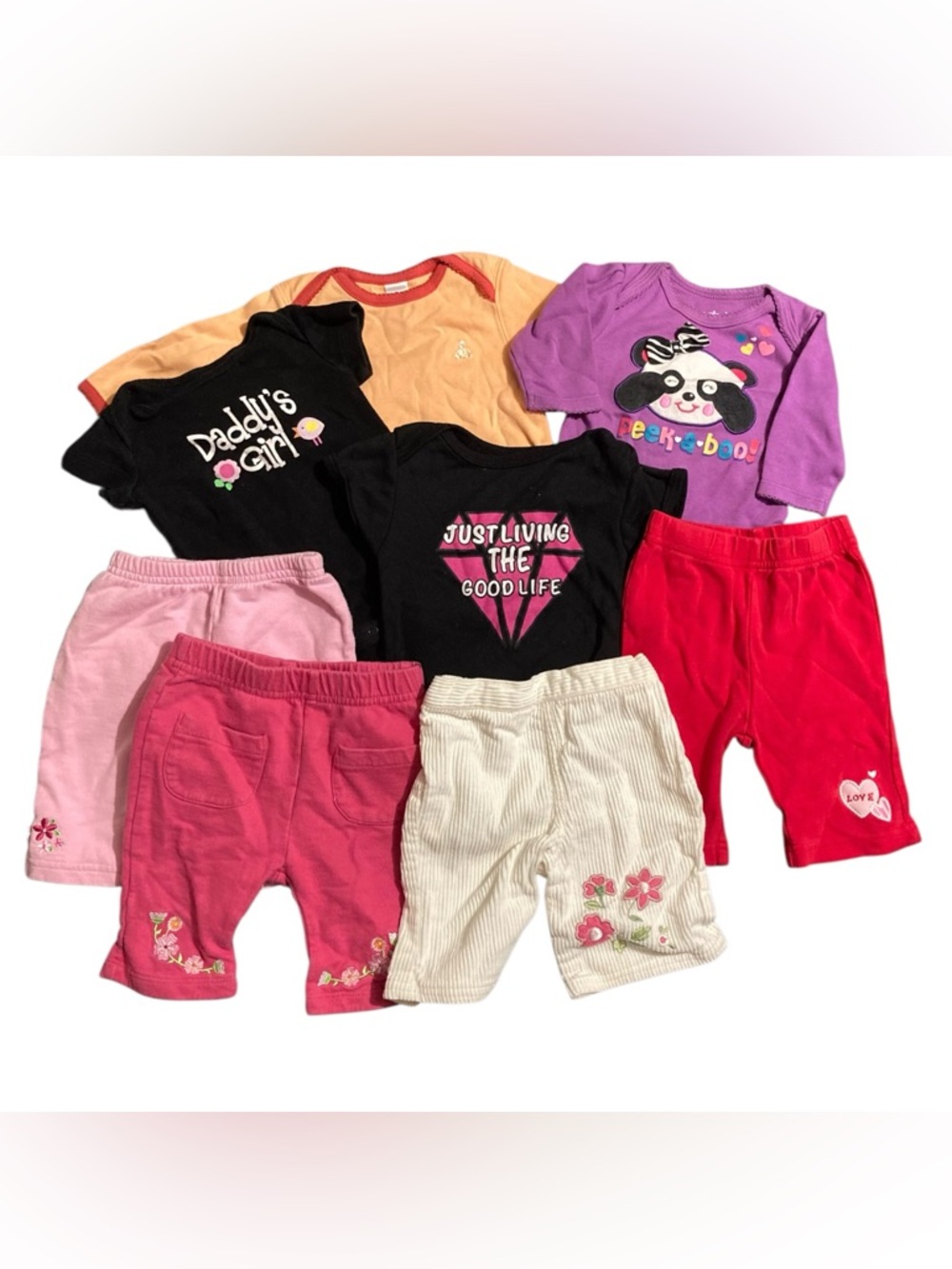 Baby Girl’s Bodysuits & Pants 8-Piece Lot - Size 0-3 Months